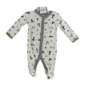 Carter's Gray White Dog Print Sleeper Preemie NEW
